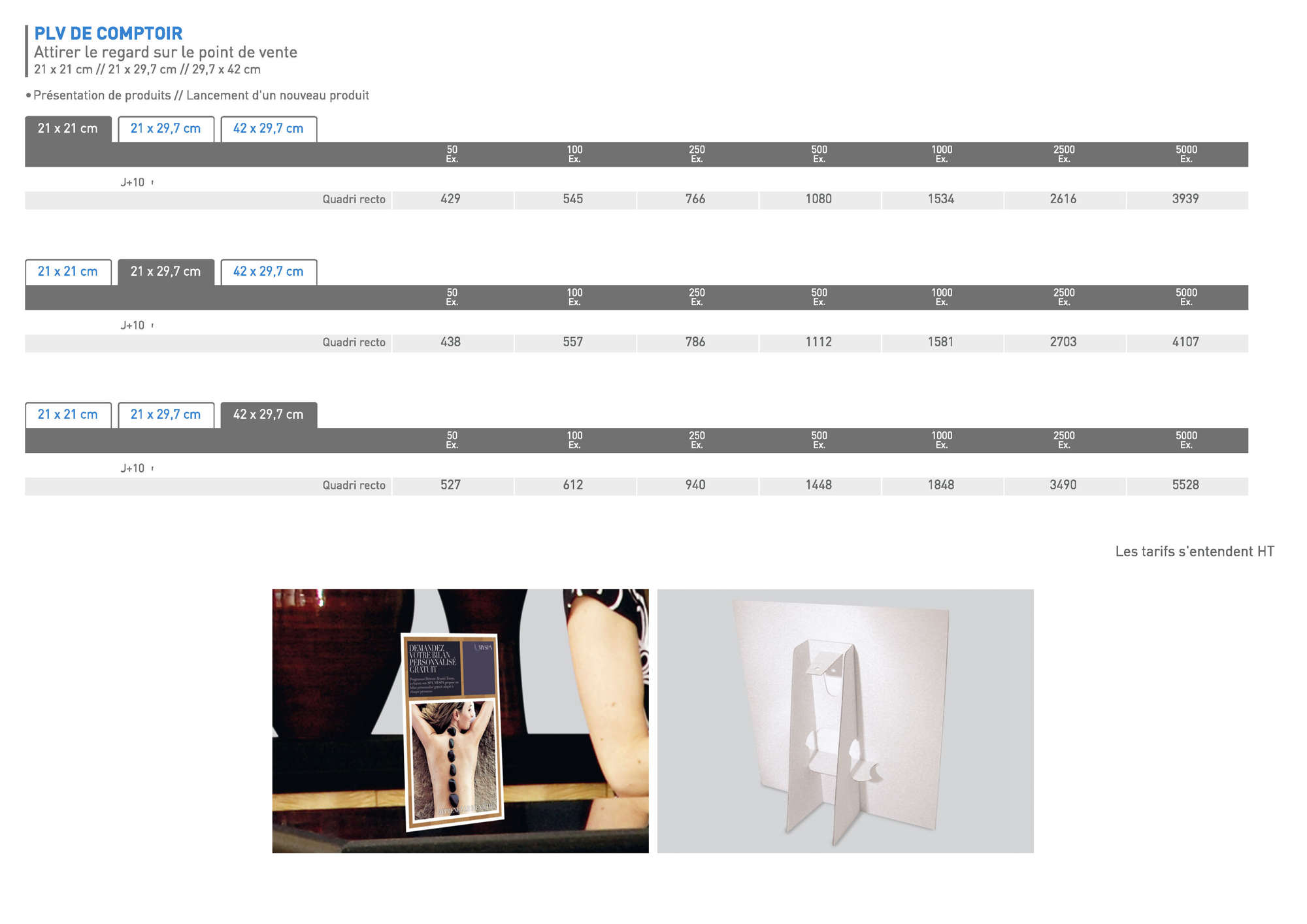 SIGNALETIQUE Plv de comptoir