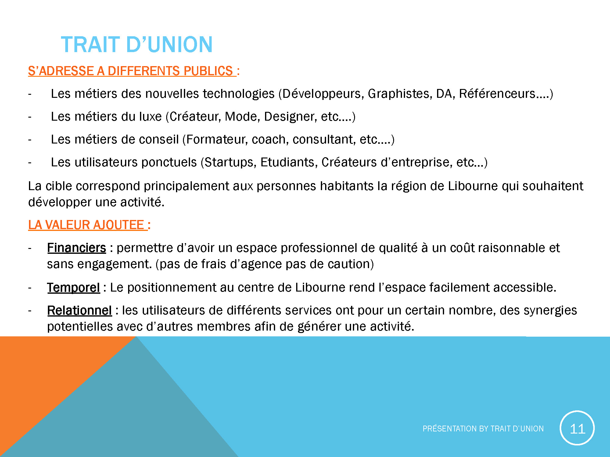 Presentation Trait d Union COWORKING Page 11