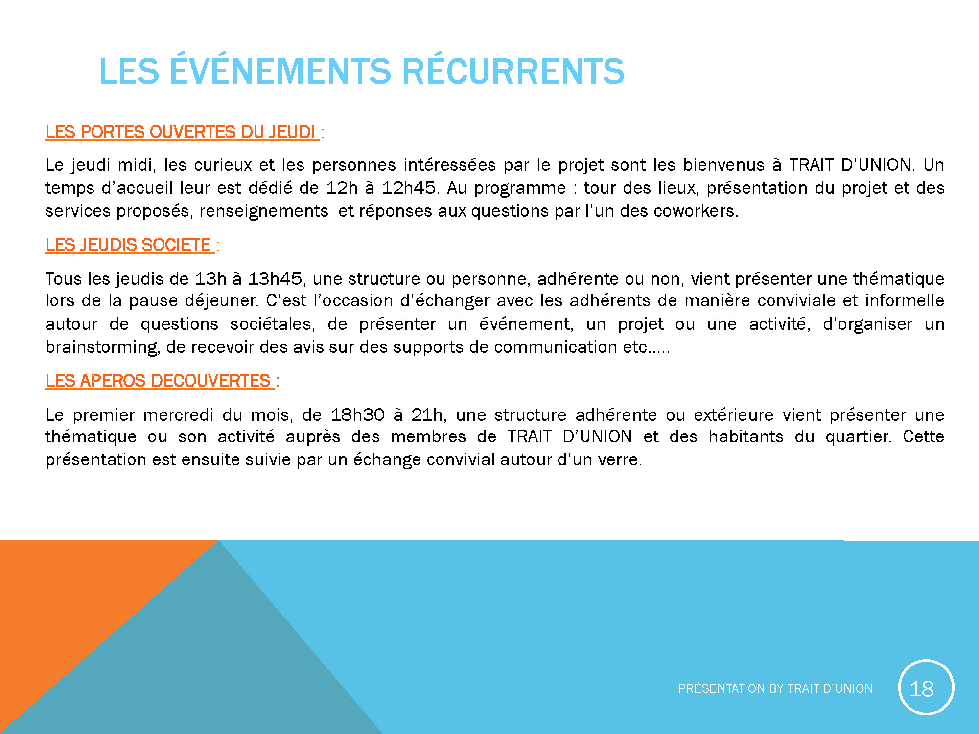 Presentation Trait d Union COWORKING Page 18