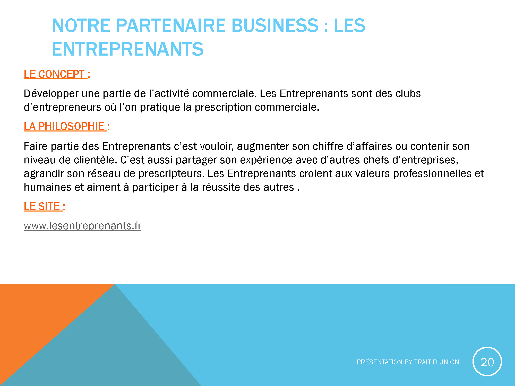 Presentation Trait d Union COWORKING Page 20